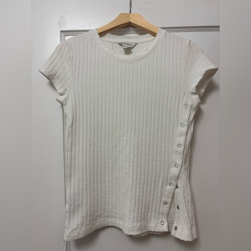 CLUB MONACO Side Snap Ribbed Top - size m - Picture 2 of 8